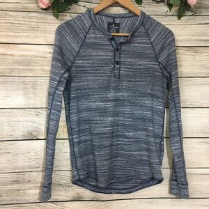 American Eagle | Navy/ Grey Long Sleeve Size XS Tee
